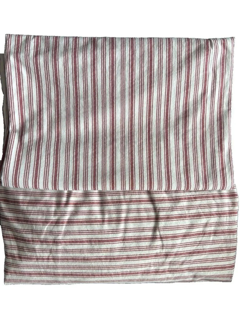 NAUTICA Twin 2 Pc Ticking Stripe Coleridge Red White Sheet Set 1-Flat 1-Fitted